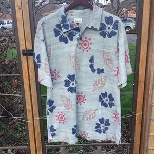 True Grit floral print all cotton polo shirt size L